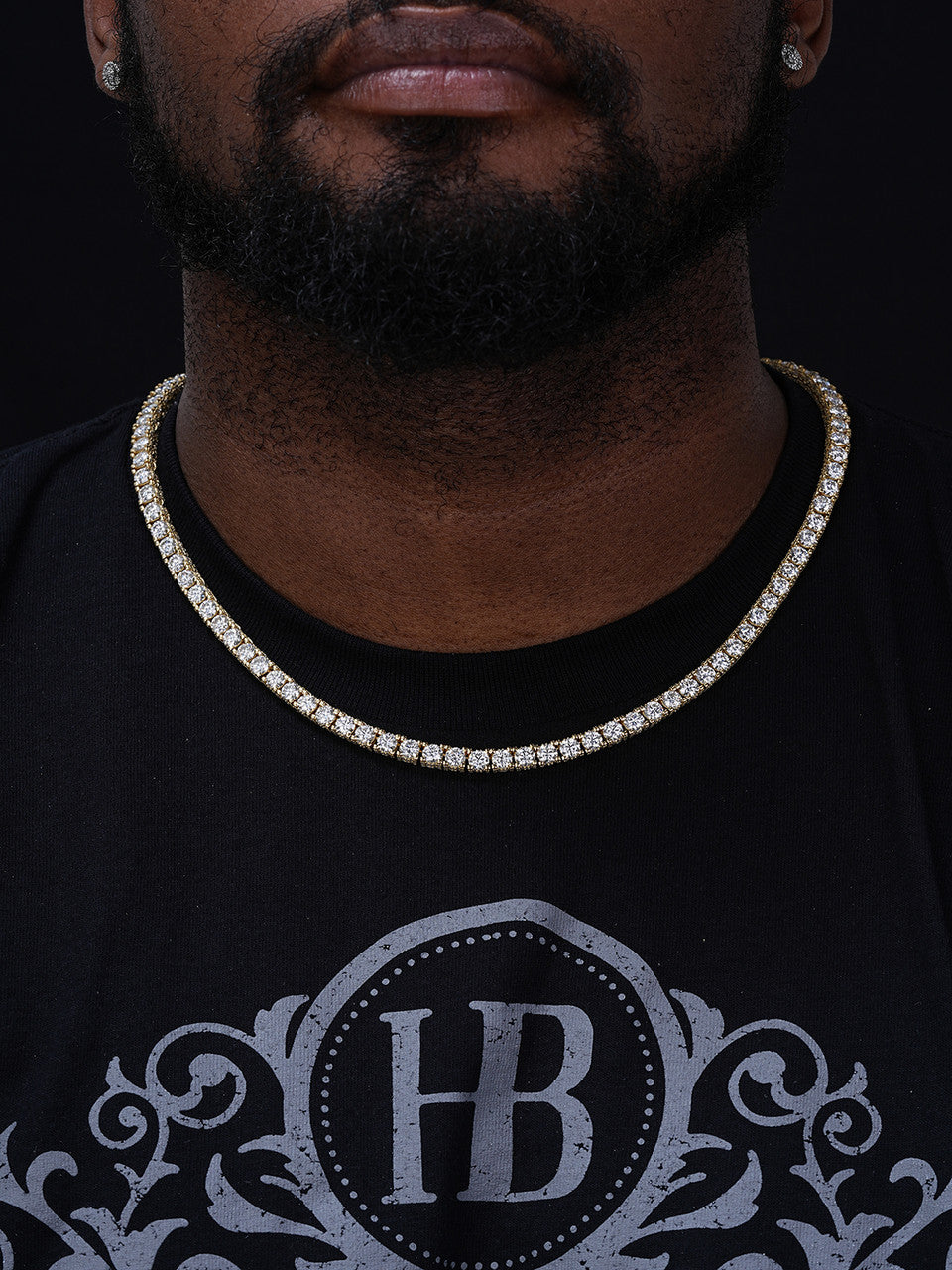 MOISSANITE Reinvented Tennis Chain Necklace Iced Out On All Sides - 14k Gold Vermeil 925 Silver - 5mm - 14"-28"
