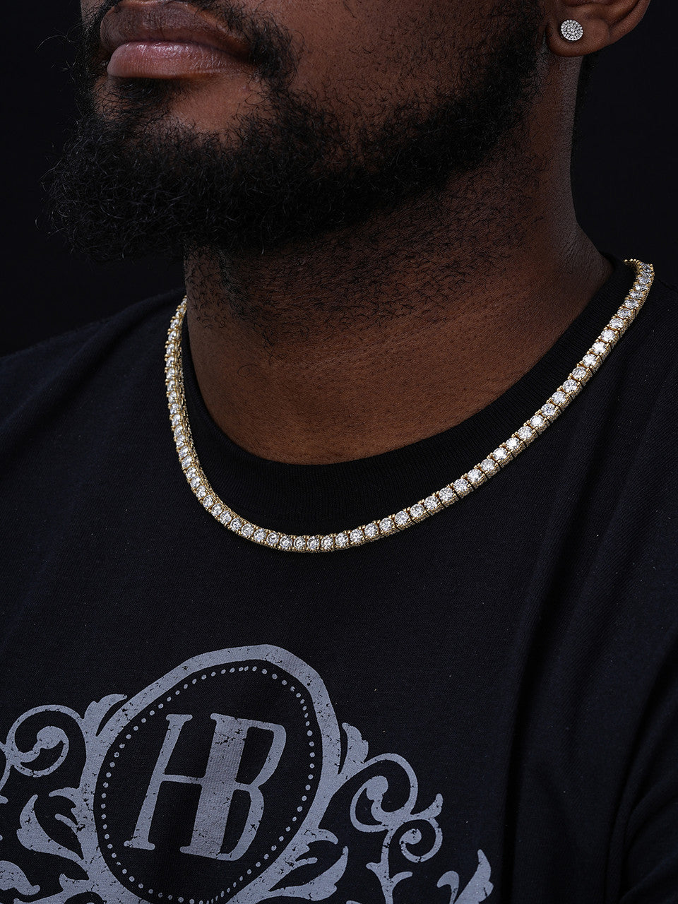 MOISSANITE Reinvented Tennis Chain Necklace Iced Out On All Sides - 14k Gold Vermeil 925 Silver - 5mm - 14"-28"