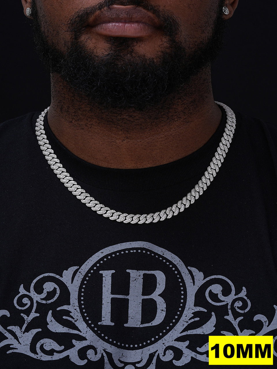 3D Miami Cuban Link Prong Chain Necklace Iced Out - 925 Silver - 10mm-14mm - 16-30"