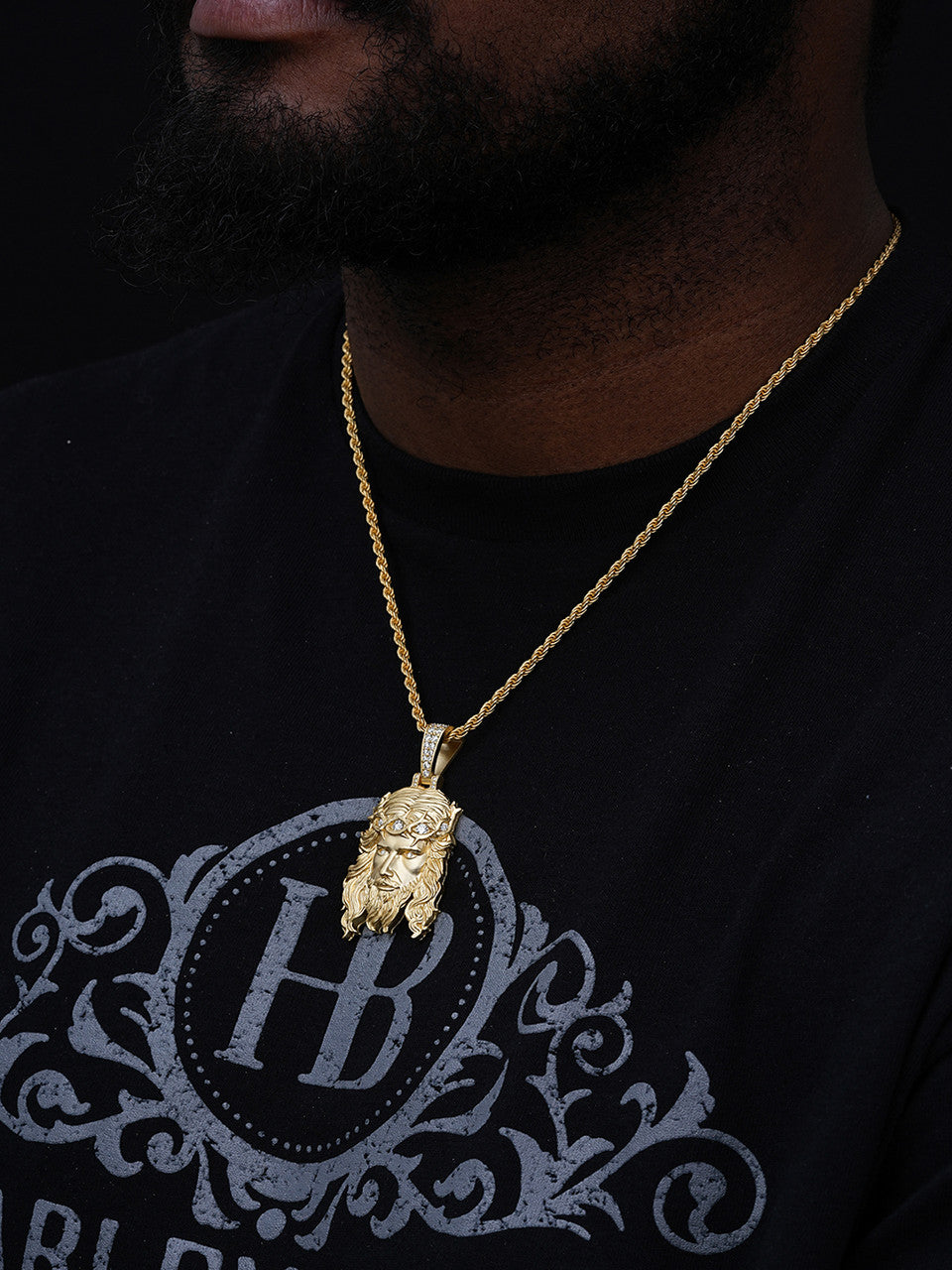 MOISSANITE #1 Bestseller Jesus Piece Pendant - Sandblasted Matte Finish 14k Gold Vermeil 925 Silver - 3 Sizes 1.5"-3"