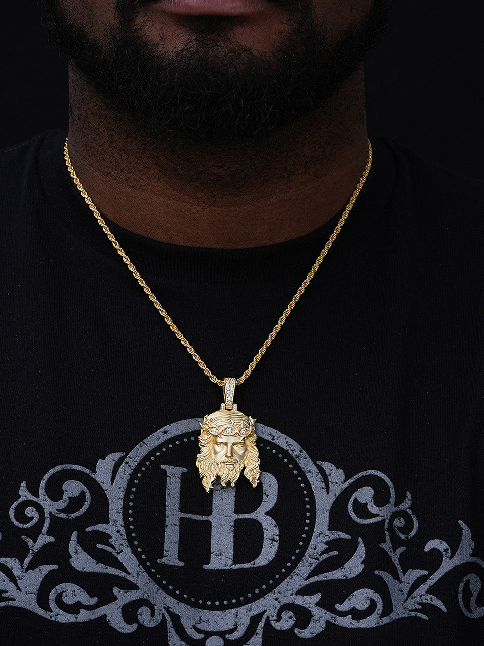 MOISSANITE #1 Bestseller Jesus Piece Pendant - Sandblasted Matte Finish 14k Gold Vermeil 925 Silver - 3 Sizes 1.5"-3"