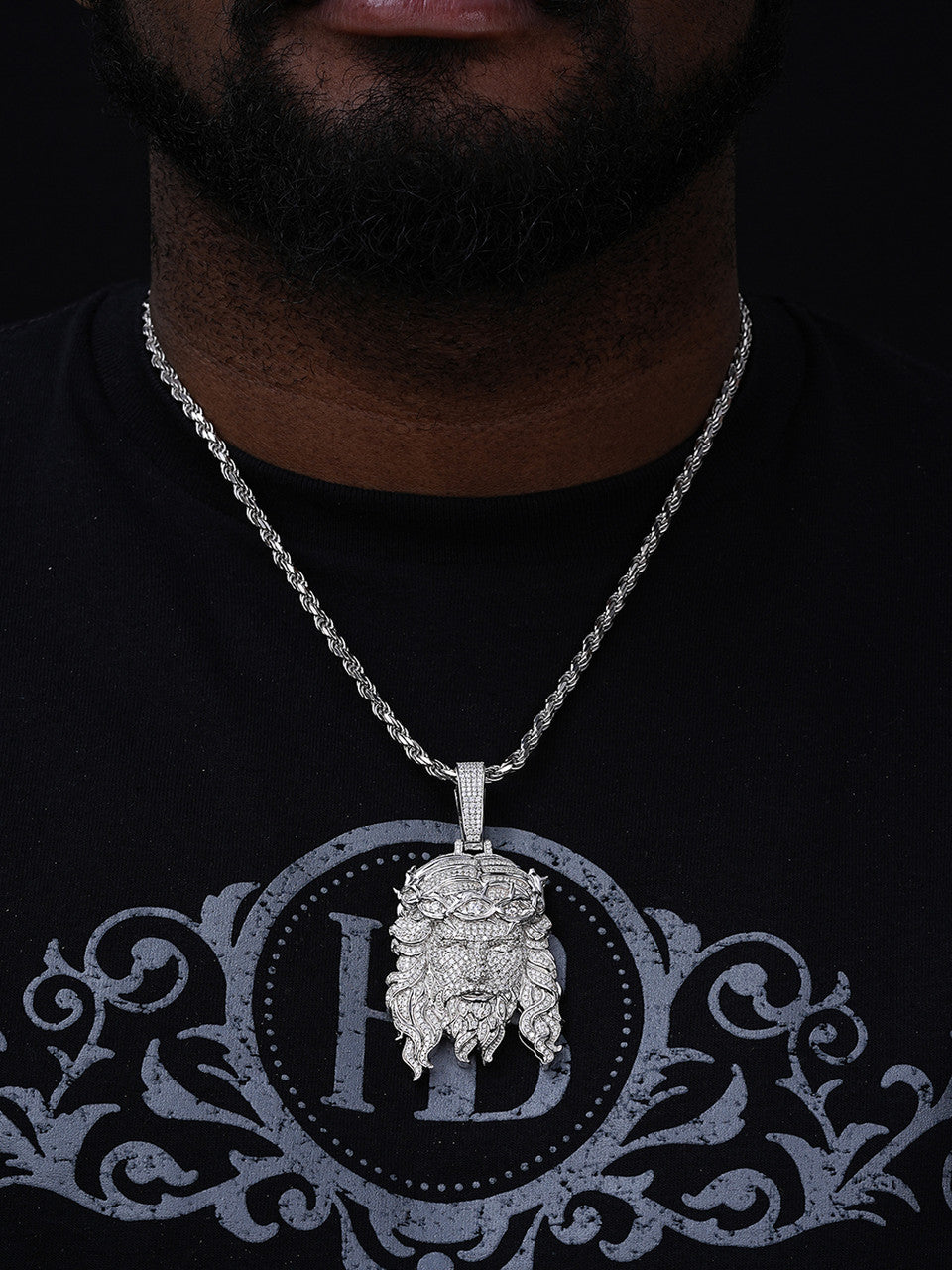 MOISSANITE  Iced Out Hip Hop Jesus Pendant - 925 Silver - 2 Sizes 2.25"-3"