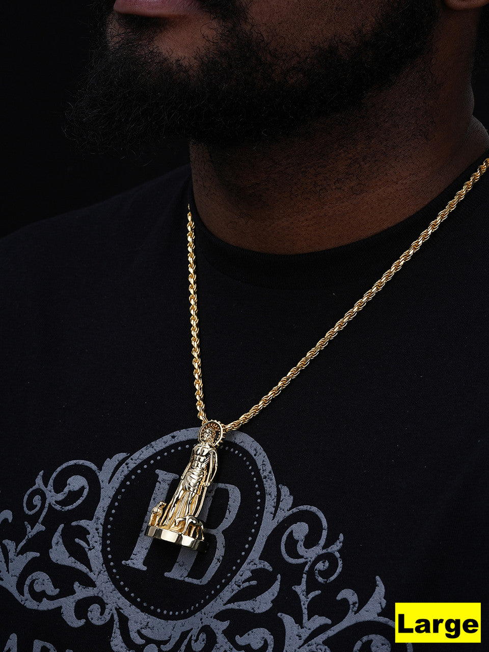 Saint Lazarus Plain San Lazaro Pendant - 14k Gold Vermeil 925 Silver - 3 Sizes 1.25"-2.5"