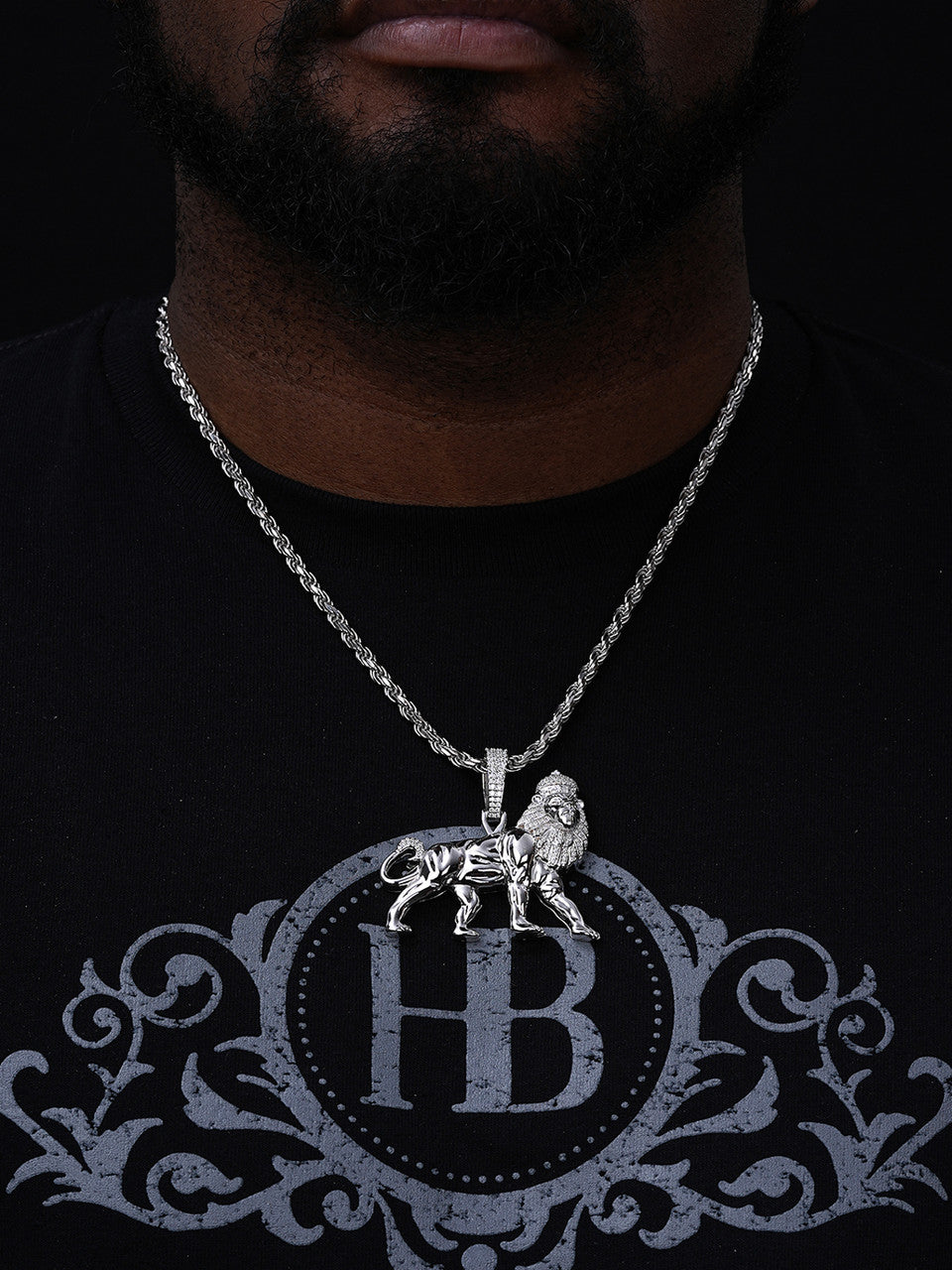 MOISSANITE Lion Of Judah W. Crown Rasta Pendant - 14k Gold Vermeil or 925 Silver - Medium 2.25"