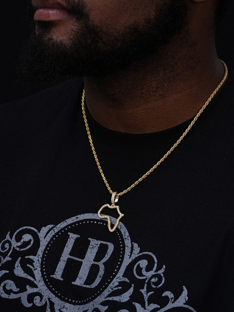 MOISSANITE Africa Map Hip Hop Pendant - 14k Gold Vermeil Or 925 Silver - Small 1.5"