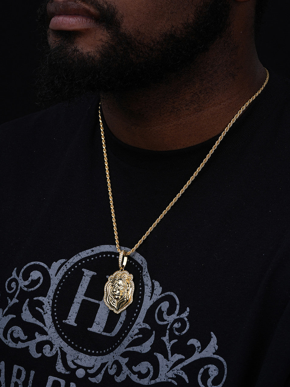 MOISSANITE Custom Lion Pendant - 14k Gold Vermeil 925 Silver - 3 Sizes 1.5"-2.5"