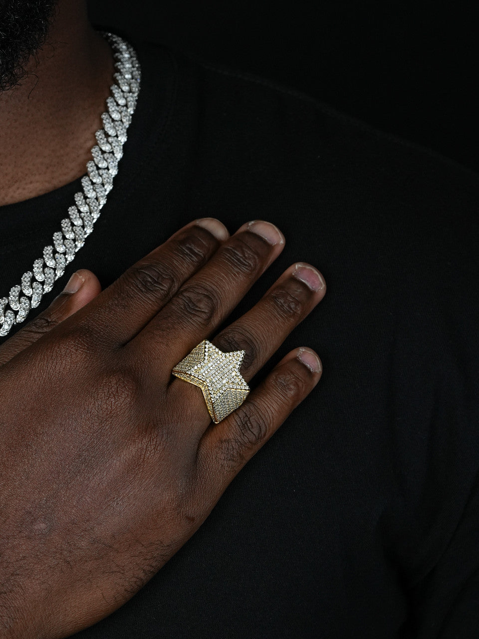 Baguette Rap Star Ring - 14k Gold Vermeil 925 Silver - CZ Stones