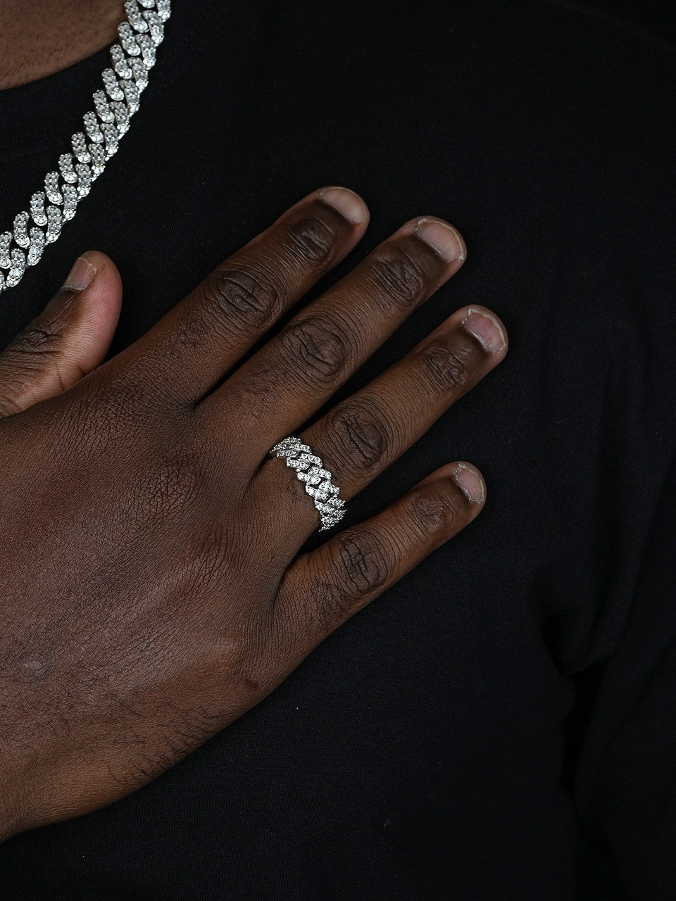 MOISSANITE 8mm Iced Out Prong Cuban Eternity Band Ring - 925 Silver