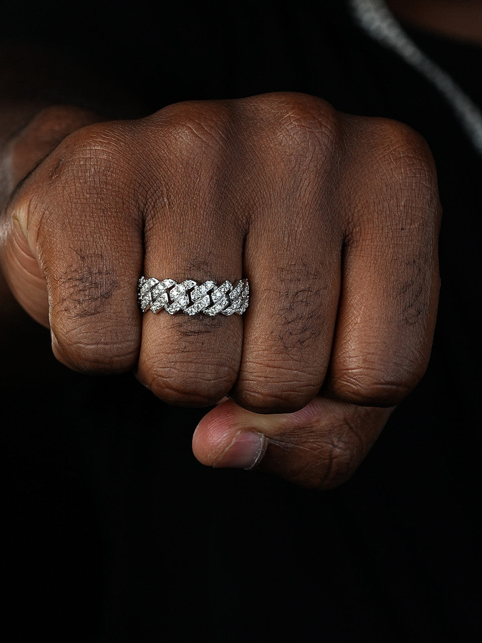 MOISSANITE 8mm Iced Out Prong Cuban Eternity Band Ring - 925 Silver