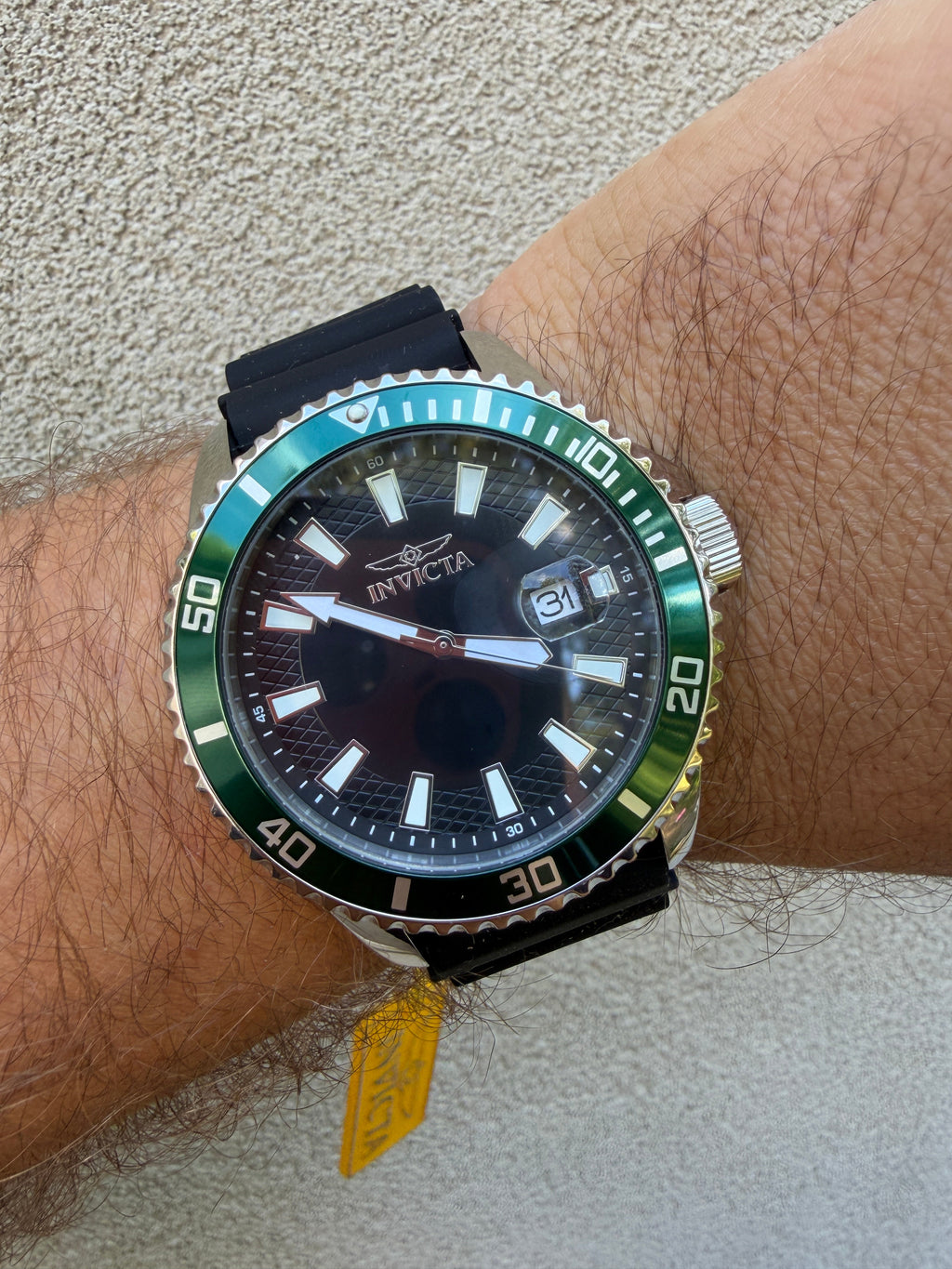 Invicta Pro Diver Watch 46129 45mm Green Bezel - Japan Movement Silicone Strap
