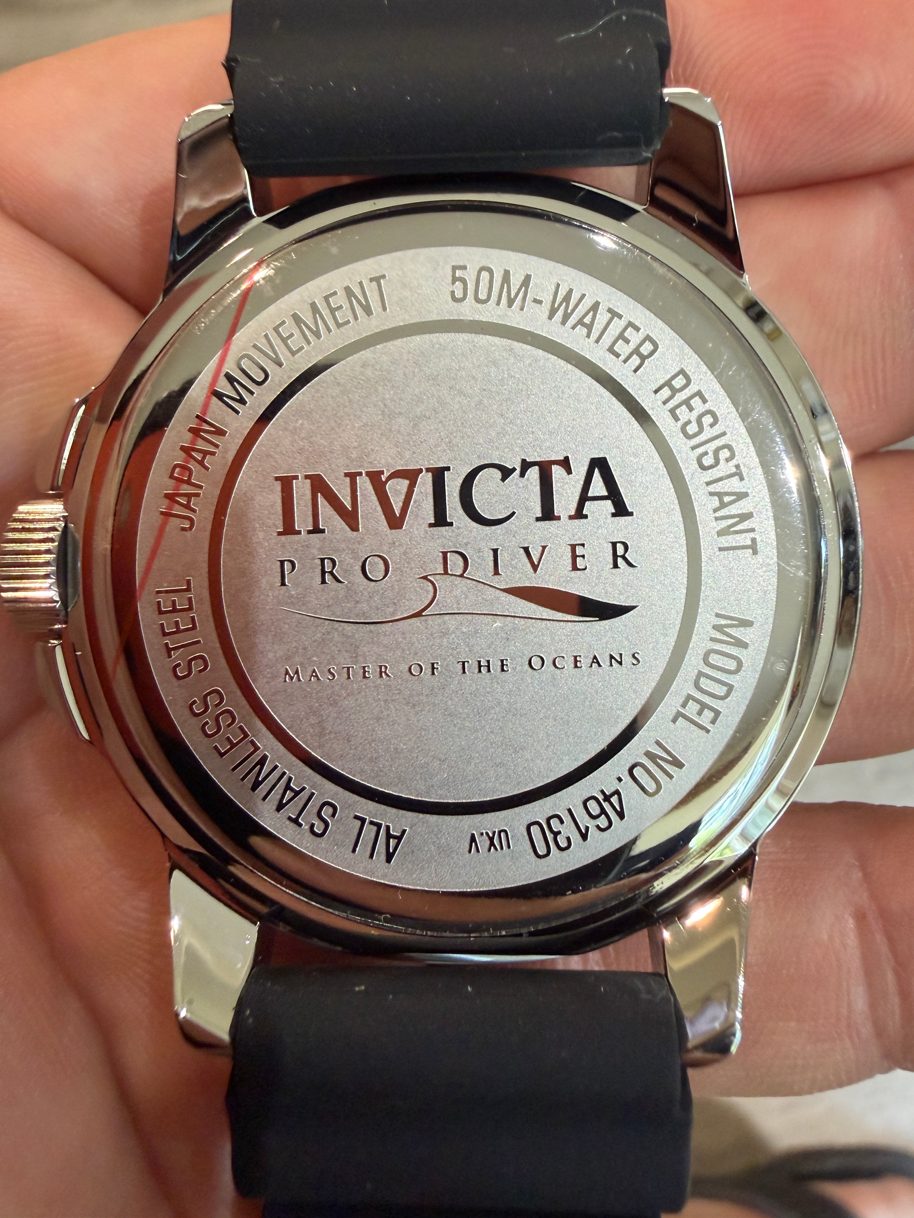 Invicta Pro Diver Watch 46130 45mm Blue Bezel - Japan Movement Silicone Strap