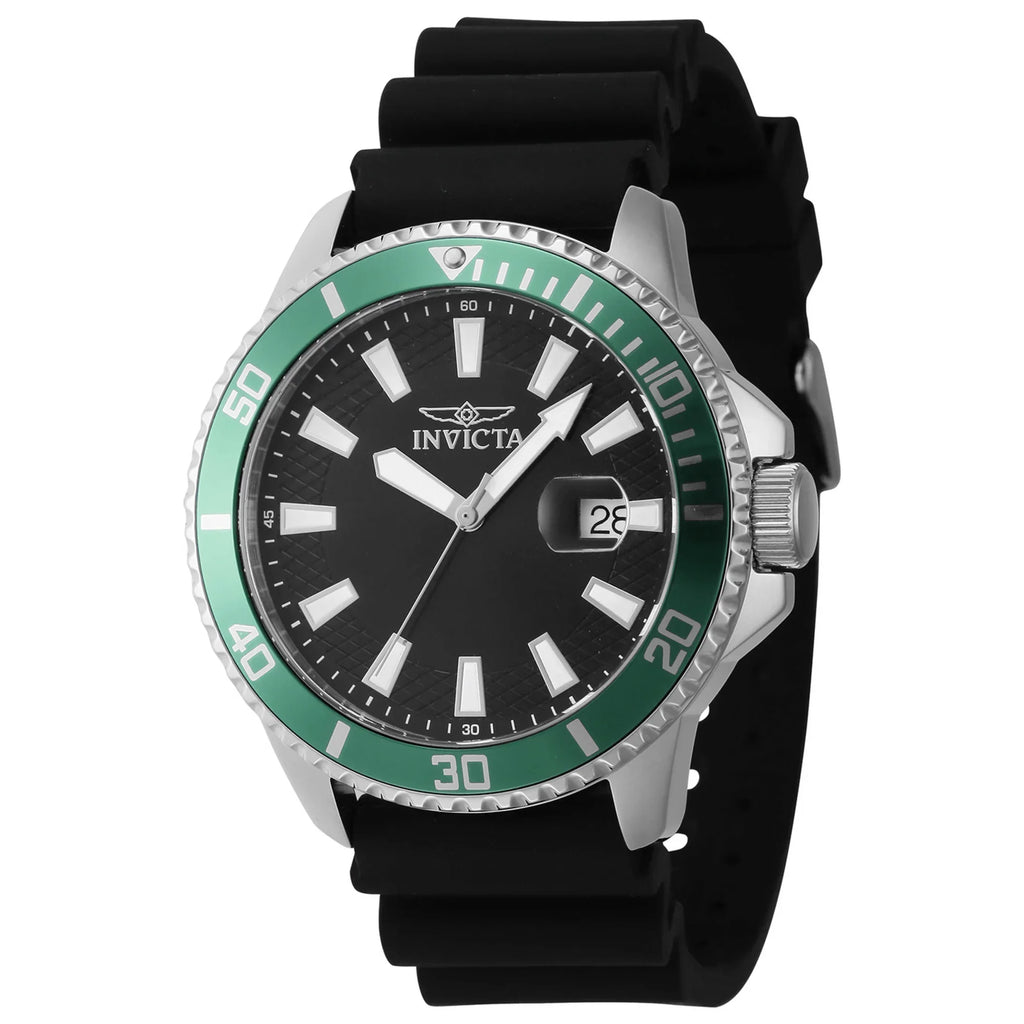 Invicta Pro Diver Watch 46129 45mm Green Bezel - Japan Movement Silicone Strap