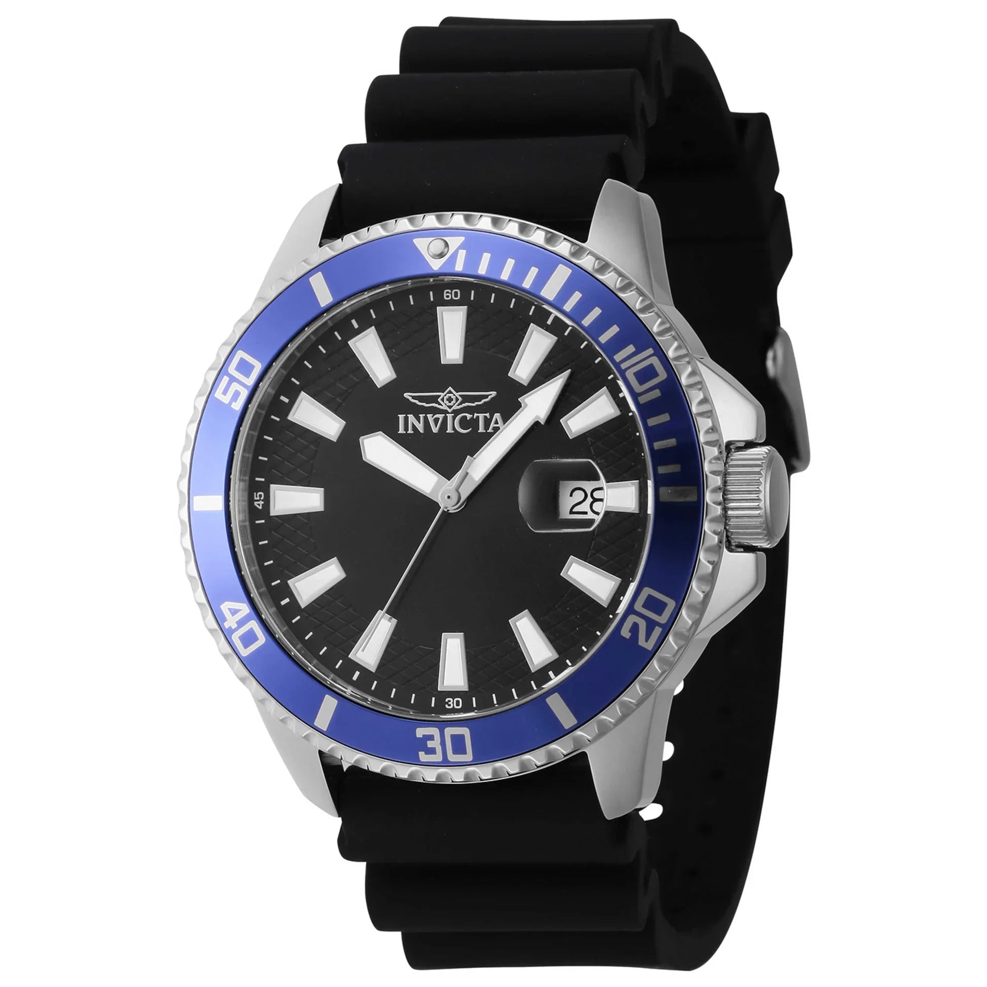 Invicta Pro Diver Watch 46130 45mm Blue Bezel - Japan Movement Silicone Strap