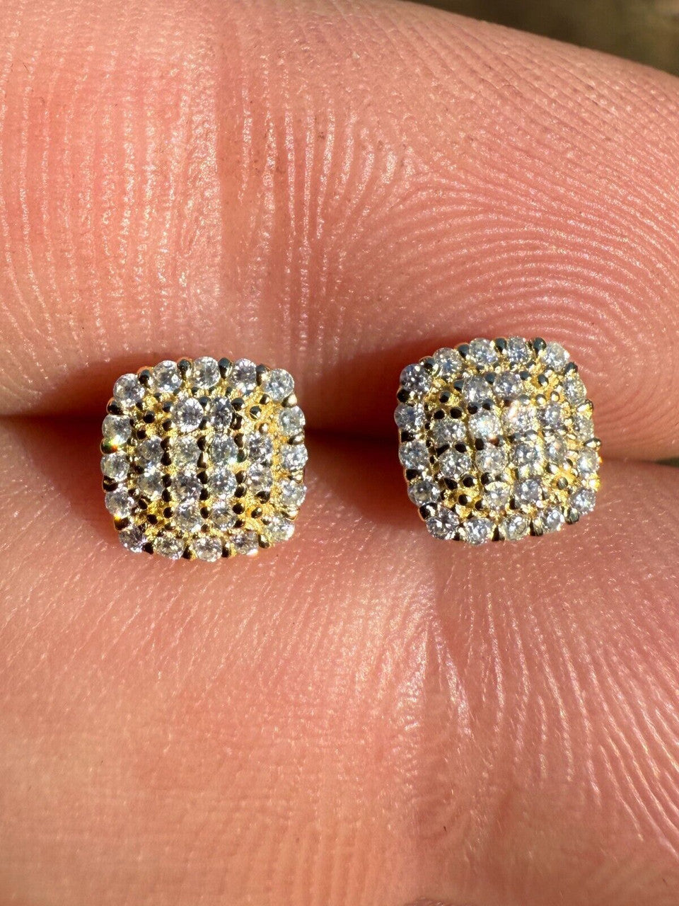 MOISSANITE MC Iced Out Earrings - 14k Gold Vermeil 925 Silver - 6.5mm