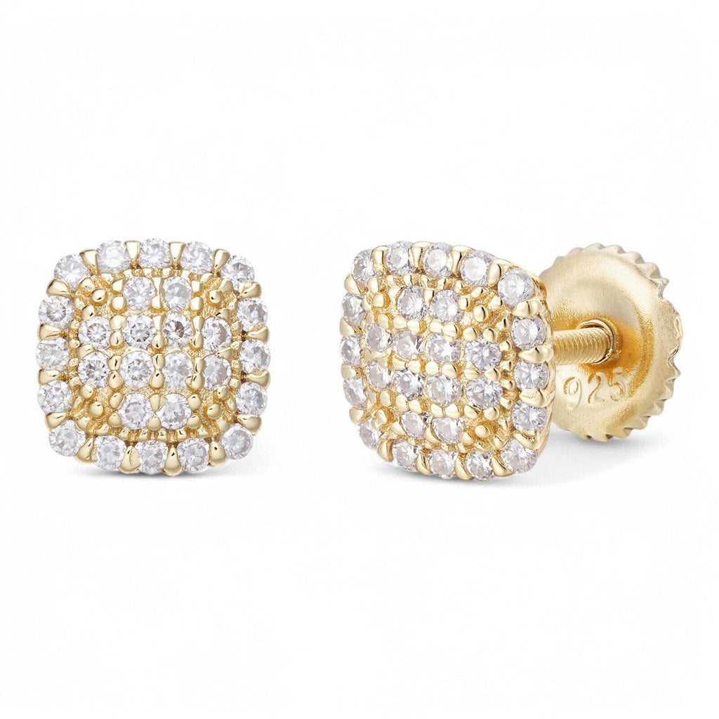 MOISSANITE MC Iced Out Earrings - 14k Gold Vermeil 925 Silver - 6.5mm