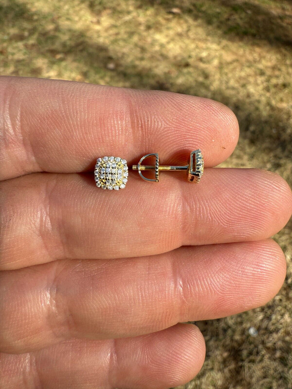 MOISSANITE MC Iced Out Earrings - 14k Gold Vermeil 925 Silver - 6.5mm