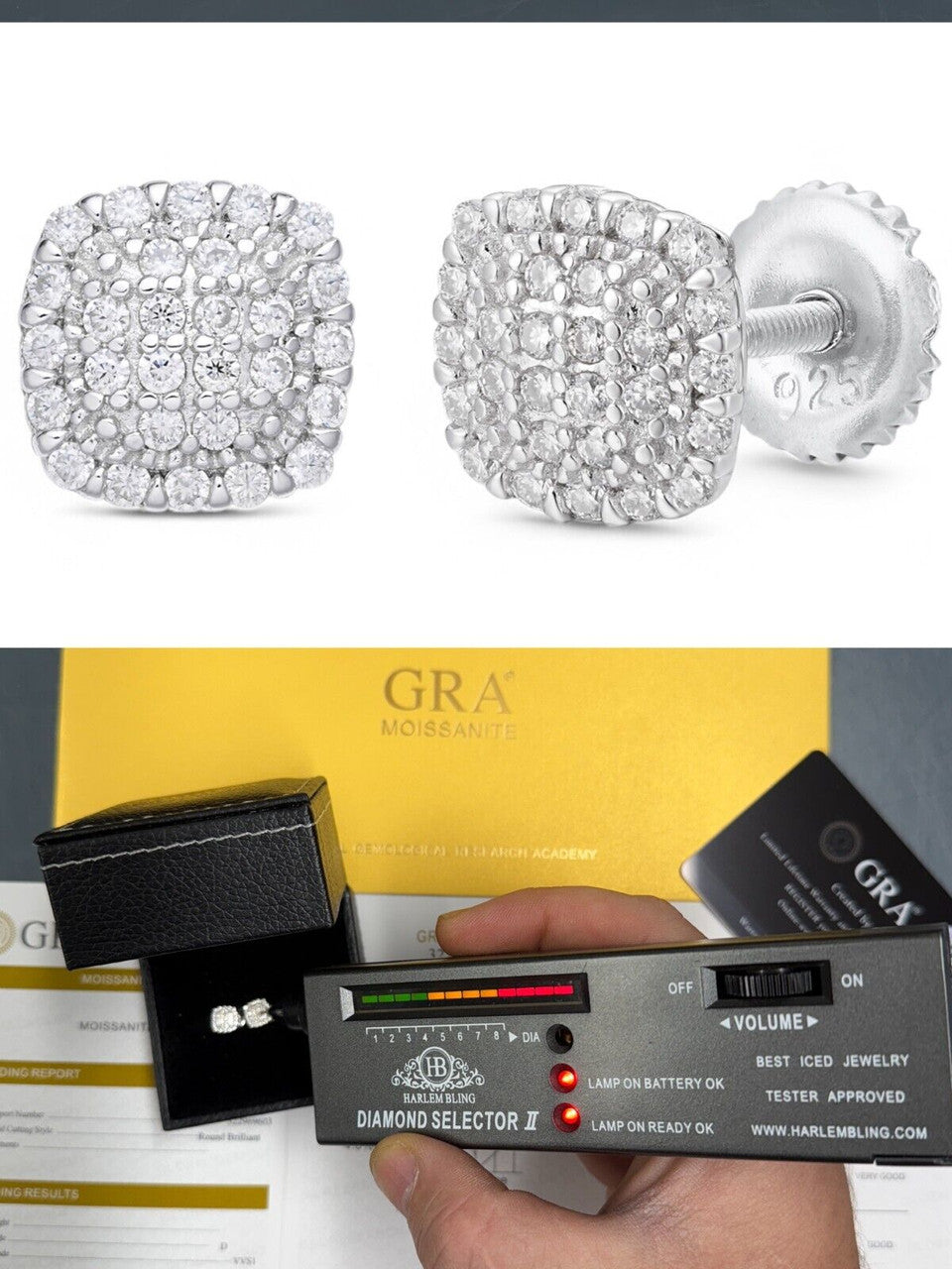 MOISSANITE MC Iced Out Earrings - 925 Silver - 6.5mm