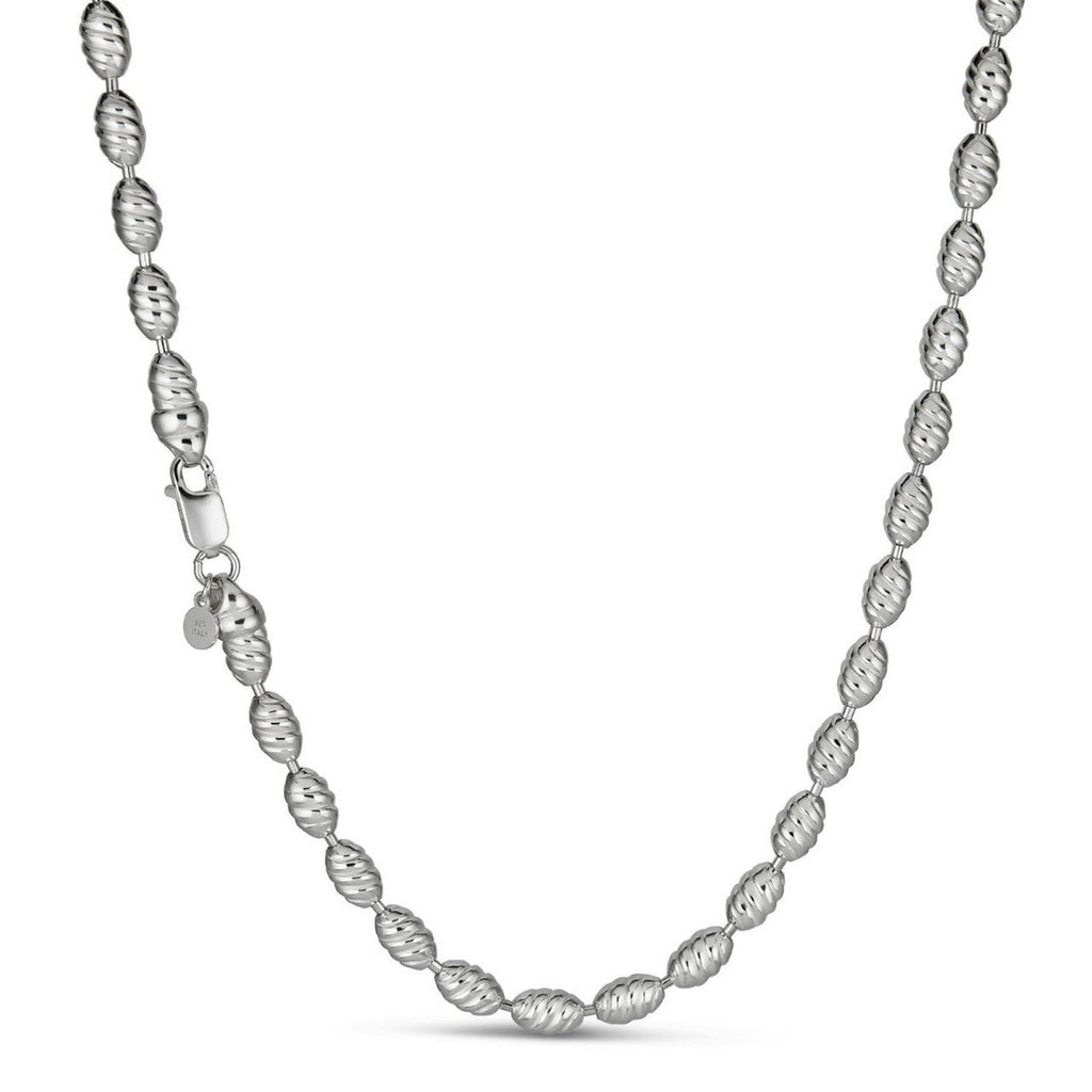 Infinity Rice Link Chain Necklace - 925 Sterling Silver - 18"-30" - 6mm