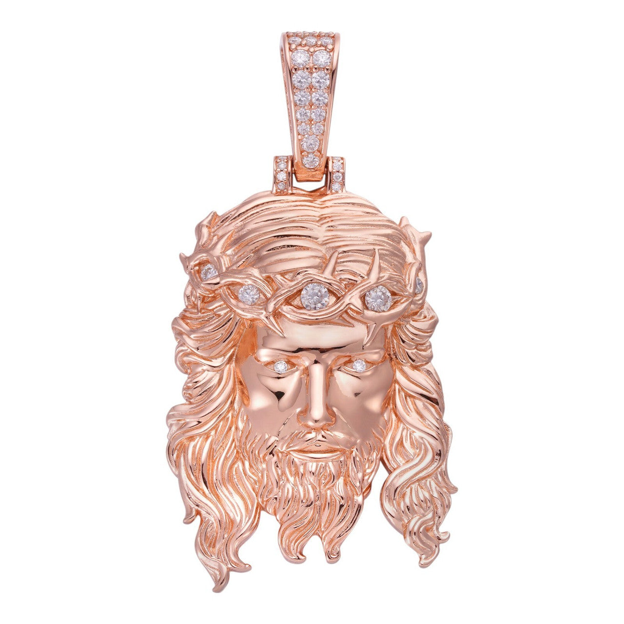 MOISSANITE #1 Bestseller Jesus Piece Pendant - 14k Rose Gold Vermeil 925 Silver - 3 Sizes 1.5"-3"