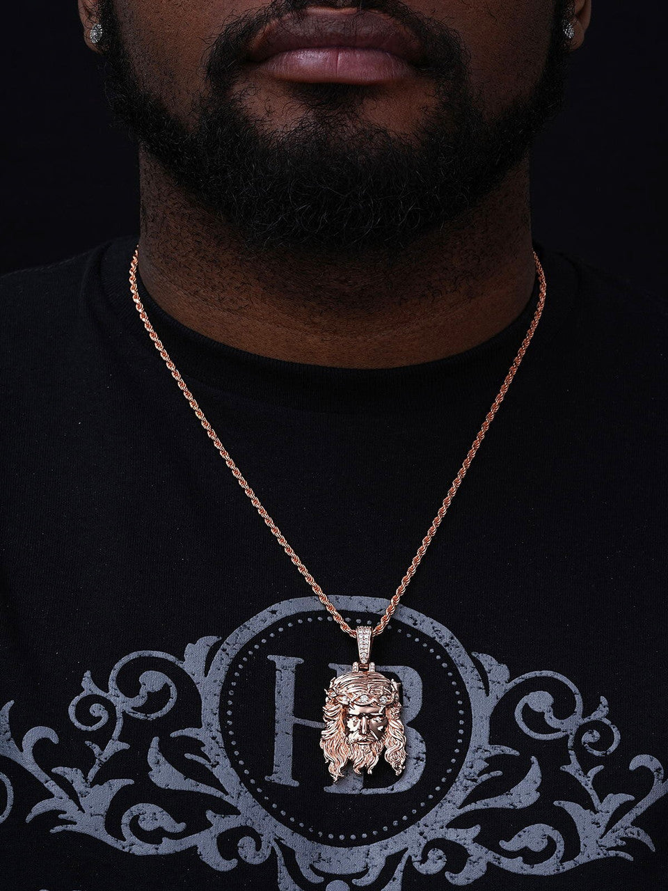 MOISSANITE #1 Bestseller Jesus Piece Pendant - 14k Rose Gold Vermeil 925 Silver - 3 Sizes 1.5"-3"