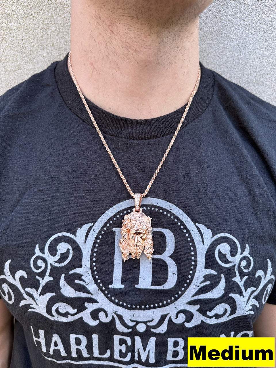 MOISSANITE #1 Bestseller Jesus Piece Pendant - 14k Rose Gold Vermeil 925 Silver - 3 Sizes 1.5"-3"