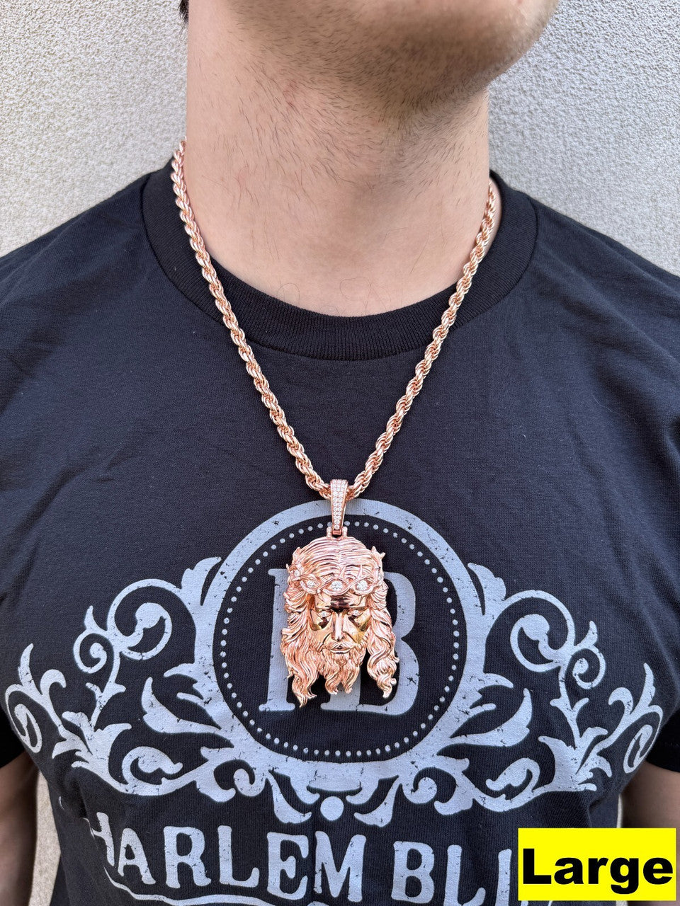 MOISSANITE #1 Bestseller Jesus Piece Pendant - 14k Rose Gold Vermeil 925 Silver - 3 Sizes 1.5"-3"