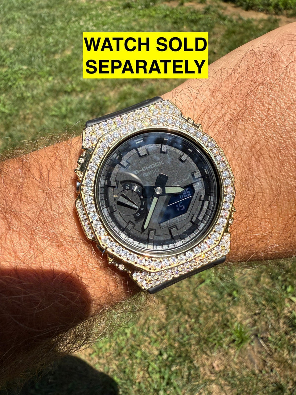MOISSANITE 14k Gold 925 Silver Iced BEZEL Kit For Casio G Shock GA-2100 Watch