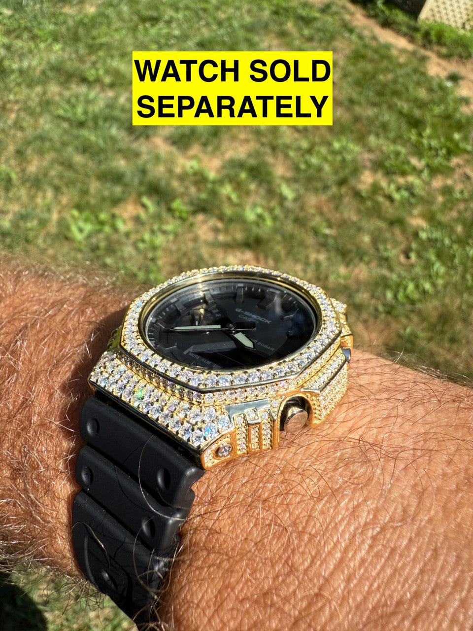 MOISSANITE 14k Gold 925 Silver Iced BEZEL Kit For Casio G Shock GA-2100 Watch