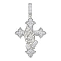 MOISSANITE Cross & Praying Hands Pendant - 925 Silver - 3 Sizes 1.5"-3"