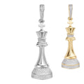 MOISSANITE King Chess Piece Iced Out Pendant - 14k Yellow Gold Vermeil Or 925 Silver - Medium 2.5"