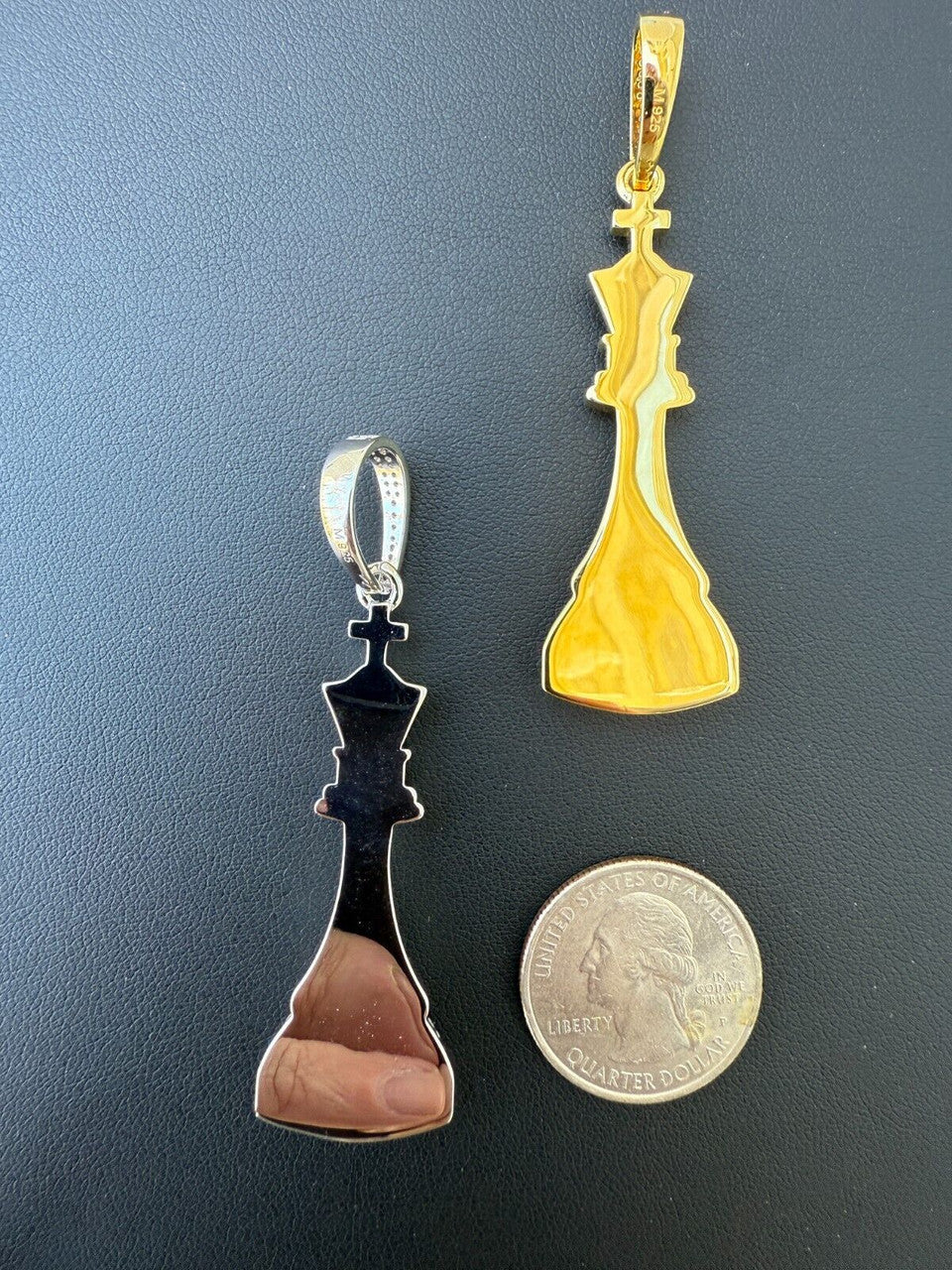 MOISSANITE King Chess Piece Iced Out Pendant - 14k Yellow Gold Vermeil Or 925 Silver - Medium 2.5"