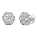 MOISSANITE Micropave Cluster Iced Out Earrings - 925 Silver - 7.5mm-12mm