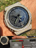 MOISSANITE Real 14k Gold Over 925 Silver Iced Casio G Shock GA2100 Hip Hop Watch