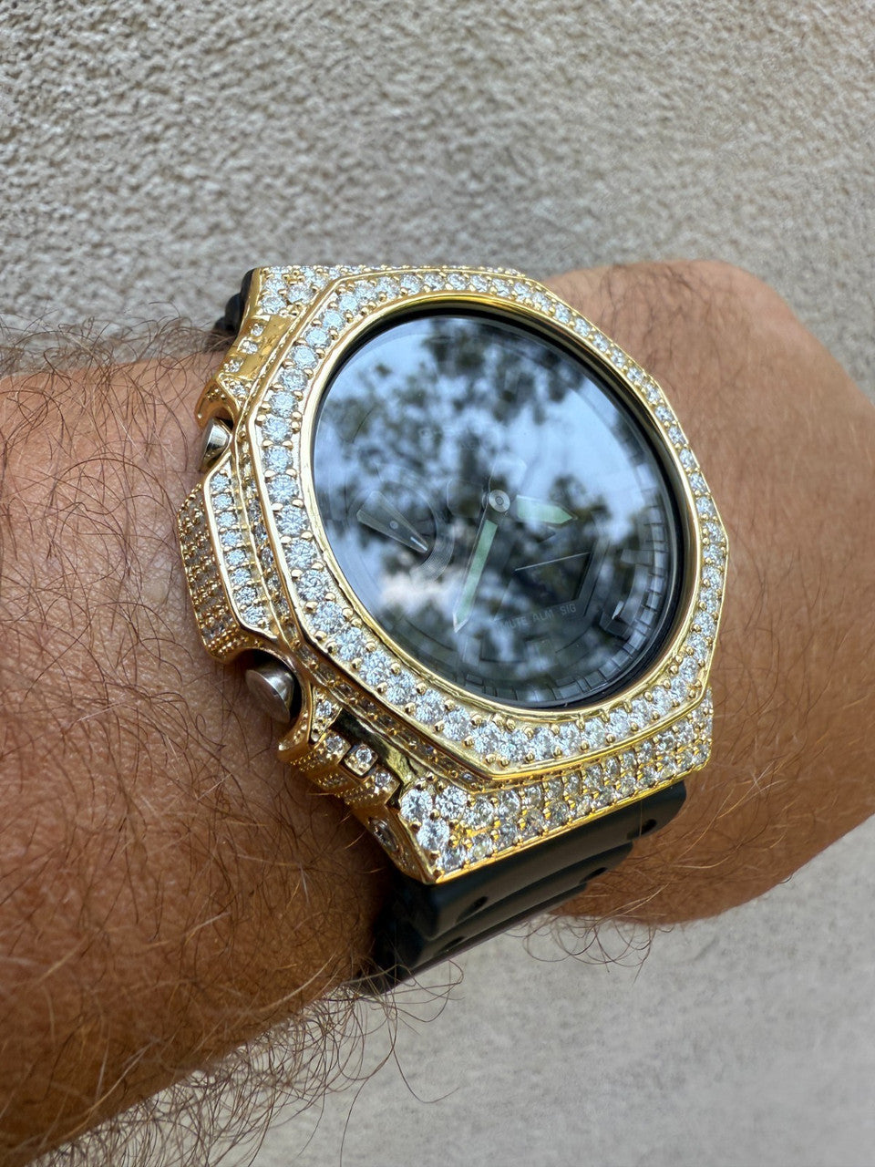 MOISSANITE Real 14k Gold Over 925 Silver Iced Casio G Shock GA2100 Hip Hop Watch