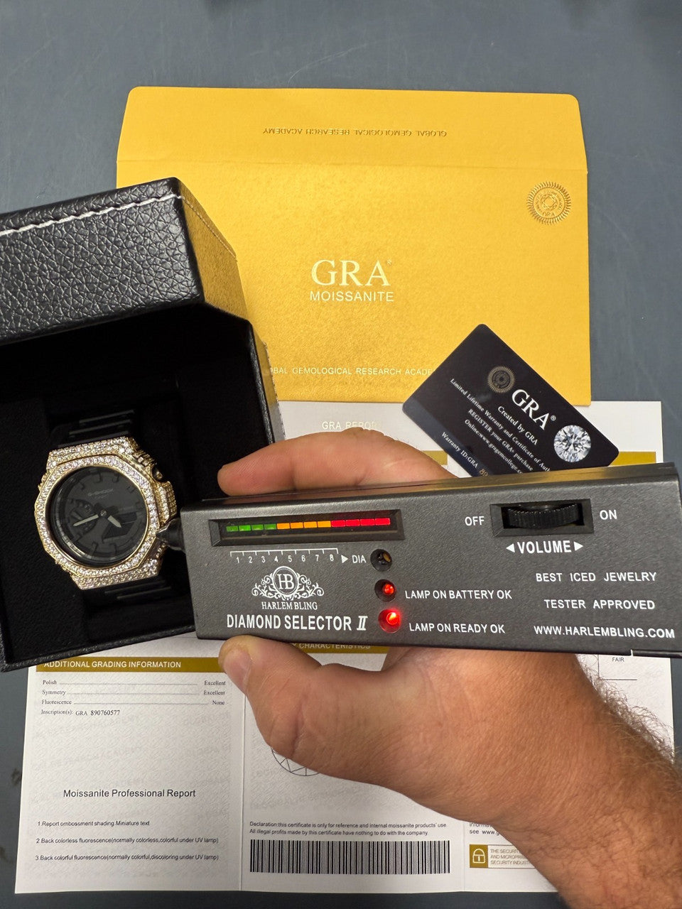 MOISSANITE Real 14k Gold Over 925 Silver Iced Casio G Shock GA2100 Hip Hop Watch