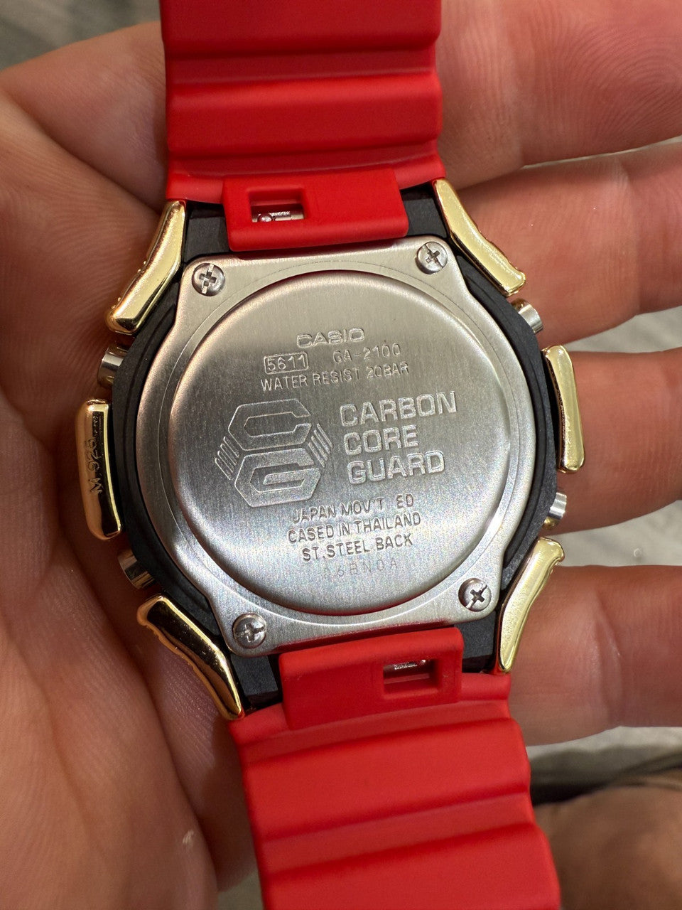 MOISSANITE Real 14k Gold Over 925 Silver Iced Red Casio G Shock GA2100 Watch