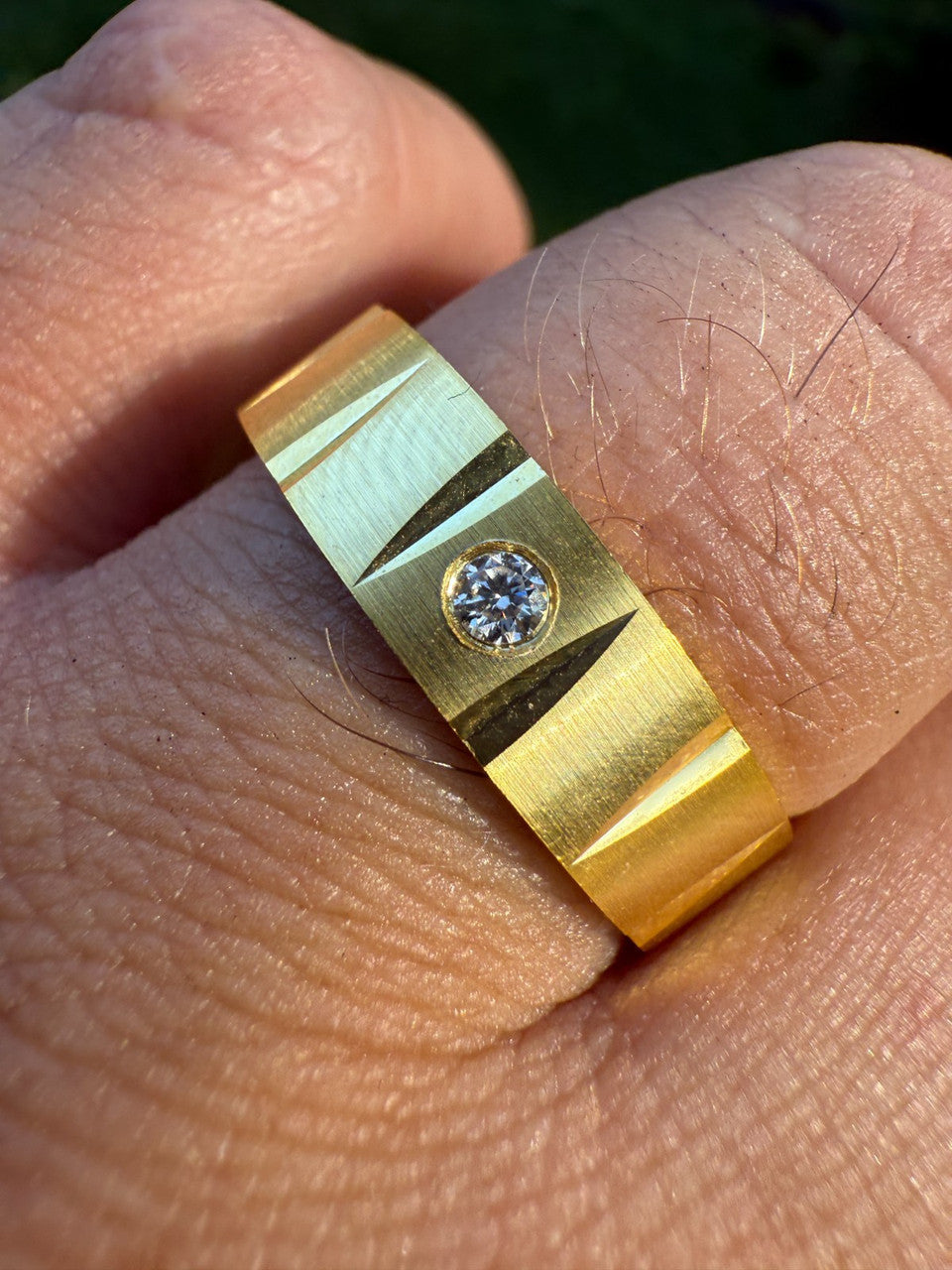 MOISSANITE Solitaire Diamond Cut Wedding Band Ring - 14k Gold Vermeil 925 Silver