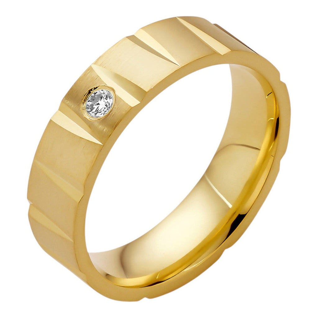 MOISSANITE Solitaire Diamond Cut Wedding Band Ring - 14k Gold Vermeil 925 Silver