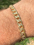Mens Miami Cuban Bracelet Diamond Cut 14k Gold Vermeil Solid 925 Silver