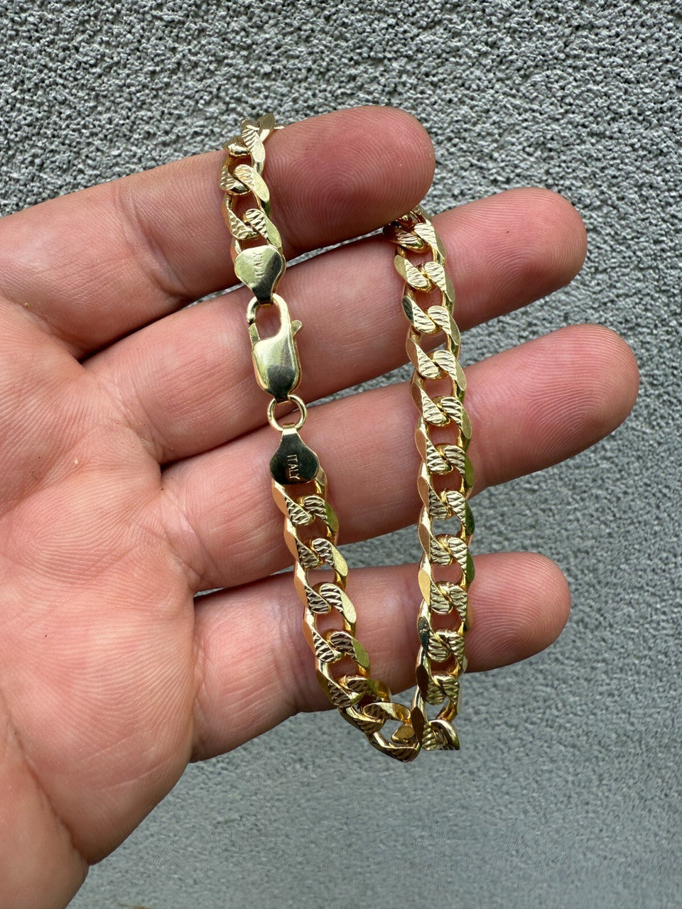 Mens Miami Cuban Bracelet Diamond Cut 14k Gold Vermeil Solid 925 Silver