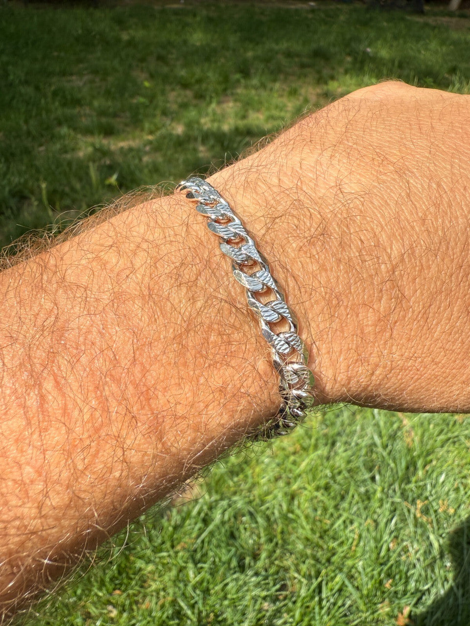 Mens Miami Cuban Bracelet Diamond Cut Solid 925 Silver - Rhodium Finished