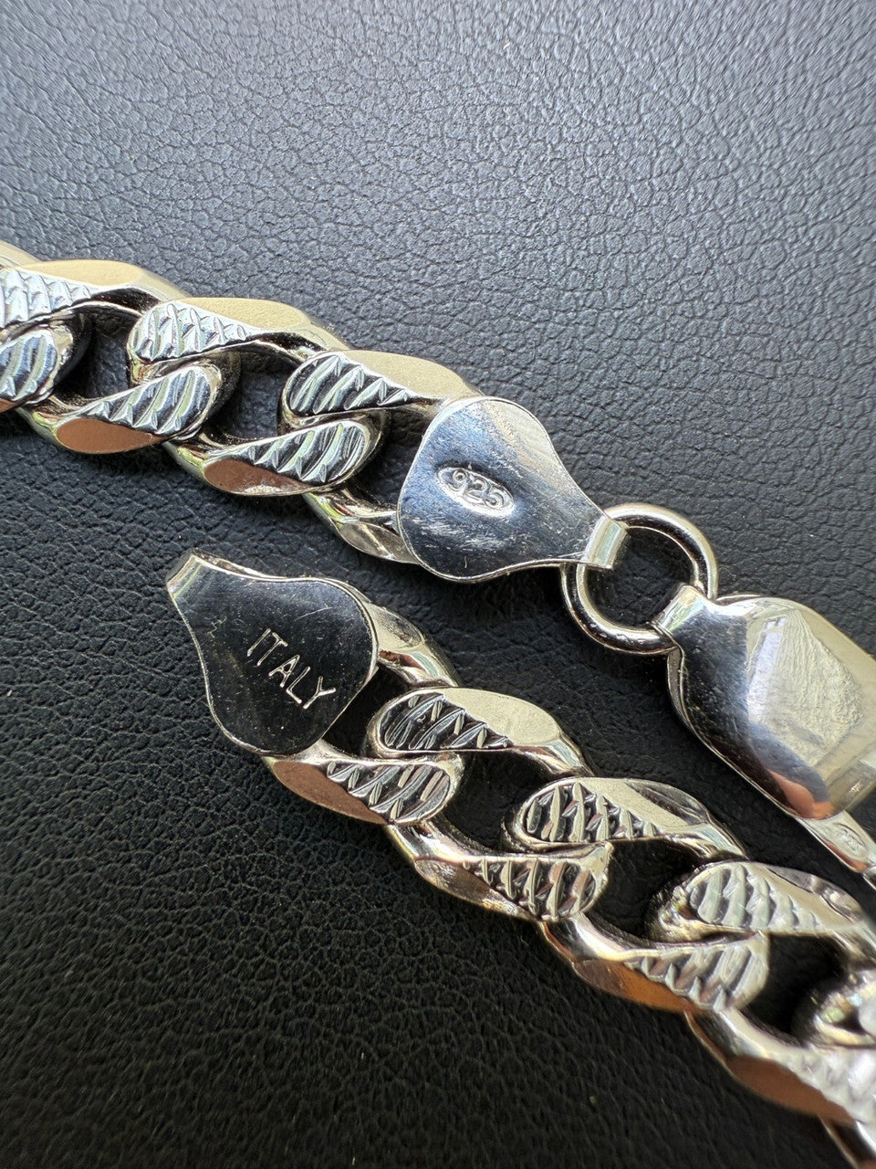 Mens Miami Cuban Bracelet Diamond Cut Solid 925 Silver - Rhodium Finished