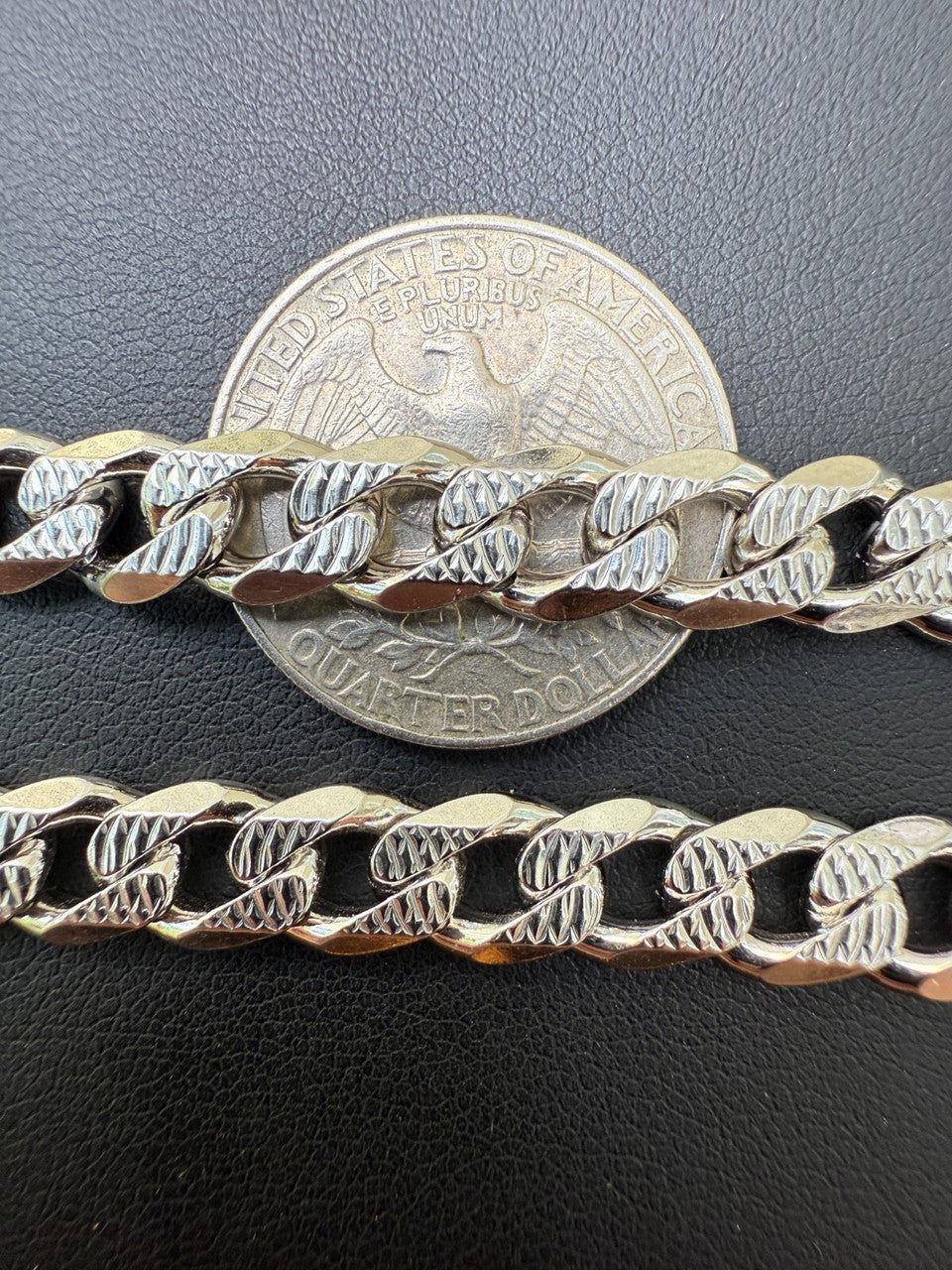 Mens Miami Cuban Bracelet Diamond Cut Solid 925 Silver - Rhodium Finished