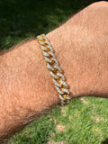Men's Miami Cuban Link Bracelet Real Solid 925 Silver - 14k Gold Vermeil CZ 9mm