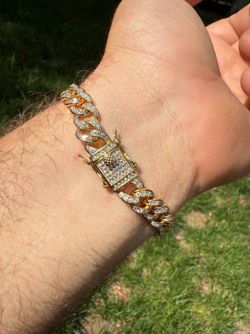 Men's Miami Cuban Link Bracelet Real Solid 925 Silver - 14k Gold Vermeil CZ 9mm