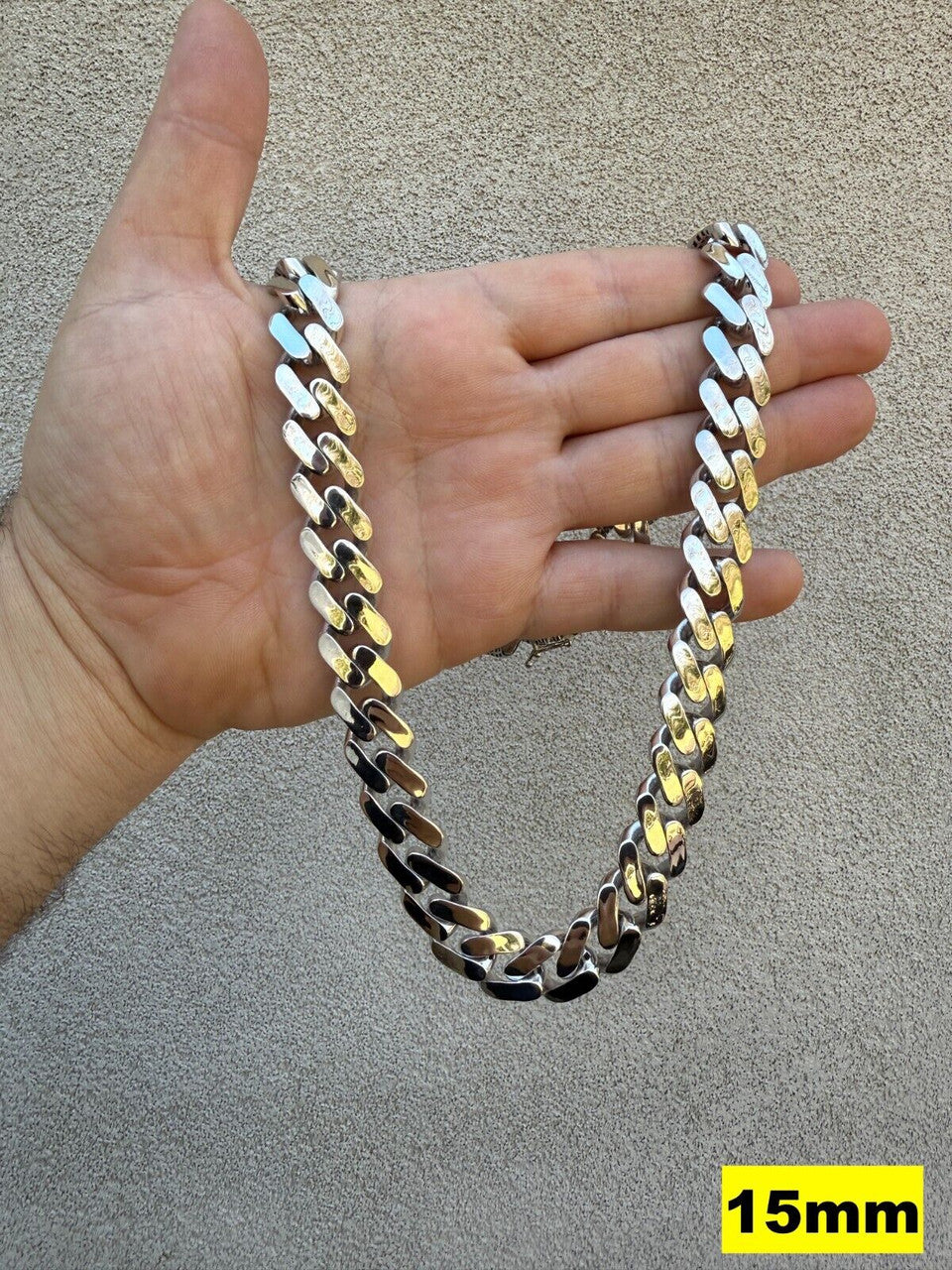 Monaco Cuban Chain Necklace HOLLOW - Rhodium Finish 925 Sterling Silver - 16"-28" - 9mm-15mm