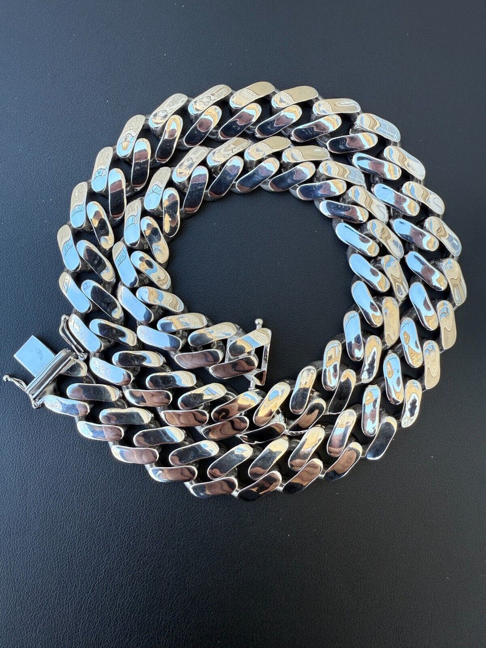 Monaco Cuban Chain Necklace HOLLOW - Rhodium Finish 925 Sterling Silver - 16"-28" - 9mm-15mm