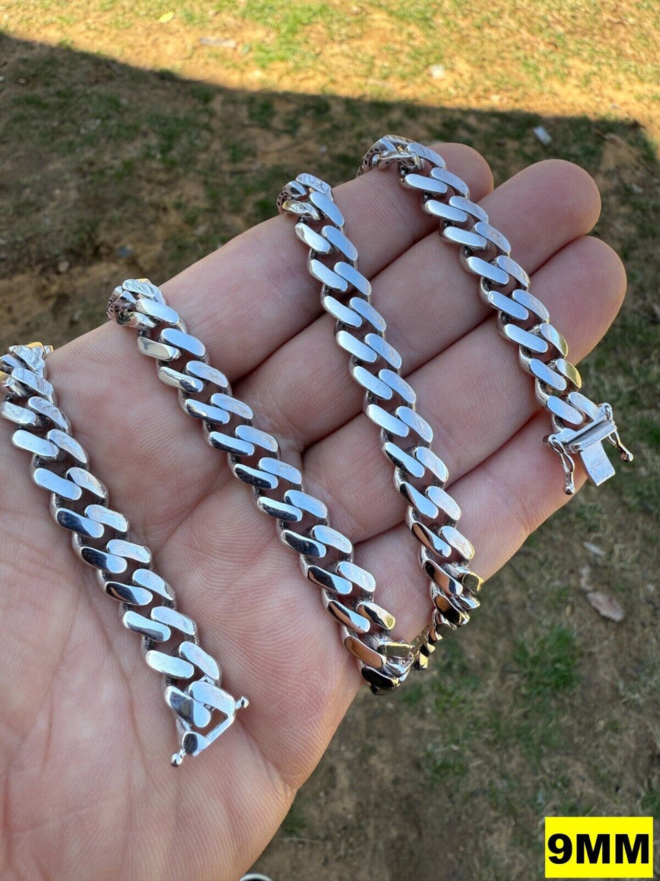 Monaco Cuban Chain Necklace HOLLOW - Rhodium Finish 925 Sterling Silver - 16"-28" - 9mm-15mm