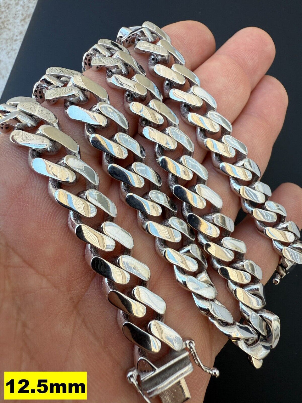 Monaco Cuban Chain Necklace HOLLOW - Rhodium Finish 925 Sterling Silver - 16"-28" - 9mm-15mm