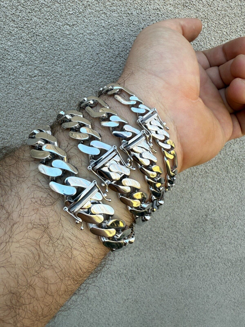 Hollow Figaro Link Monaco Bracelet - Rhodium Finish 925 Sterling Silver - 7"-9" - 9mm-15mm